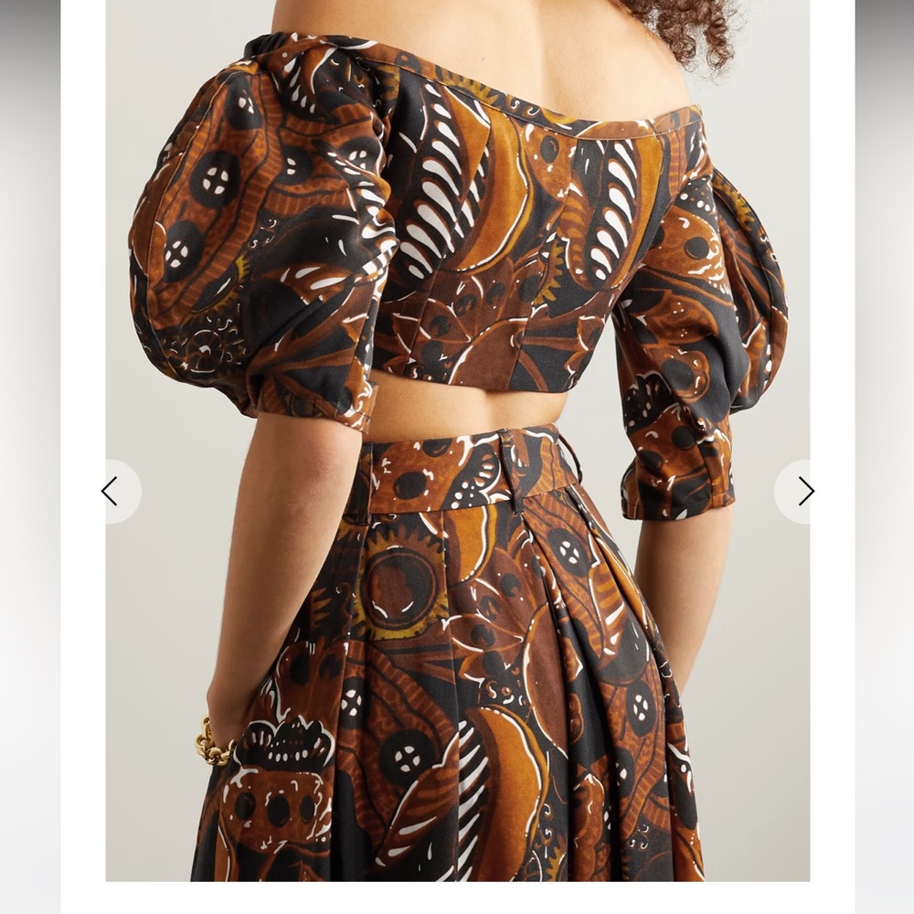 NWT Mara Hoffman Juana top - brown, black multi - size 2, fits like 0 - Picture 4 of 8